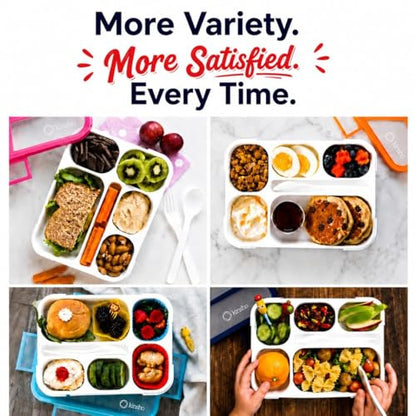 kinsho Bento Box Kids Lunch-Box, Snack Containers for Toddler Daycare, Leakproof School Bentobox 6 Compartment Container for Boys Girls Adults Lunches, Utensils, Red - color: Red