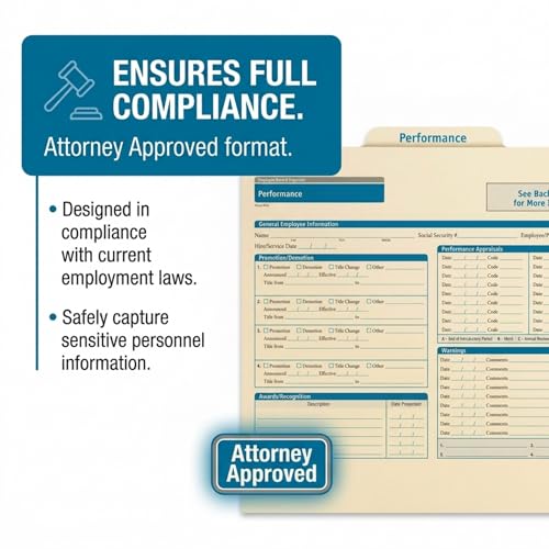 ComplyRight Performance Folder, Pack of 25 | 9-1/2" x 11-3/4", Document Filing Folder for Businesses, HR Employee Management Documentation Office Supplies - style: Performance