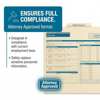 ComplyRight Performance Folder, Pack of 25 | 9-1/2" x 11-3/4", Document Filing Folder for Businesses, HR Employee Management Documentation Office Supplies - style: Performance