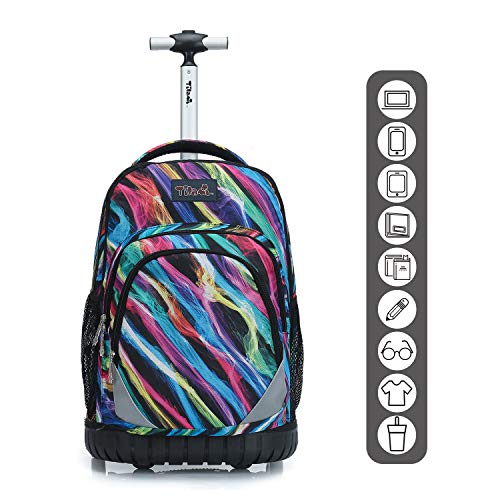 Tilami Rolling Backpack 19 inch Wheeled LAPTOP Boys Girls Travel School Student Trip, colours - color: Colours Multicolor