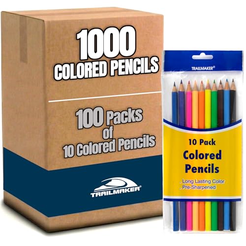 Trail maker (1,000 Count Colored Pencils for Classrooms, Teachers, Artists & Kids – Colored Pencil Set, 100 Packs of 10 Pencils for School Supplies, Drawing, Coloring Books & Art Projects - color: 1000 Count