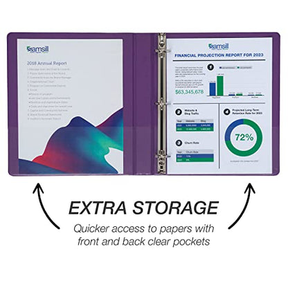 Samsill Durable 1 inch 3 Ring Binder, D Ring Binder, 100% Recycled Chipboard, Purple - color: Purple, size: 1 Pack, style: 1 Inch