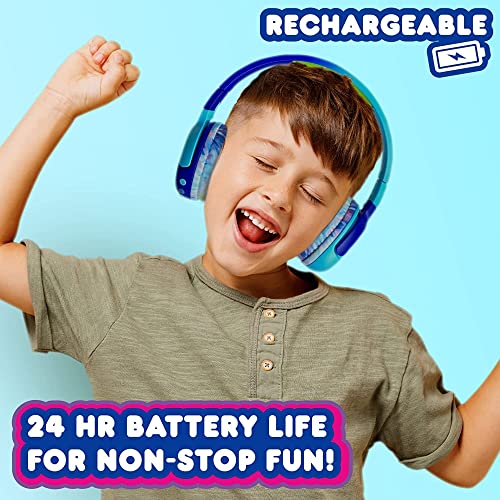 Move2Play, Kidz Bop, Bluetooth Headphones for Kids | Hi-Def Microphone & Speakers | 94dB Volume Limiting | Wireless | Adjustable | School Use | Gift 3 4 5 6 7 8+ Year Old Girls Boys - color: Blue