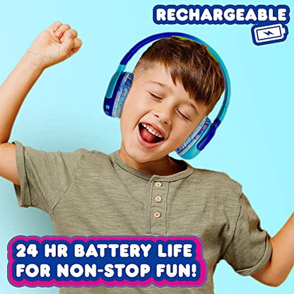 Move2Play, Kidz Bop, Bluetooth Headphones for Kids | Hi-Def Microphone & Speakers | 94dB Volume Limiting | Wireless | Adjustable | School Use | Gift 3 4 5 6 7 8+ Year Old Girls Boys - color: Blue