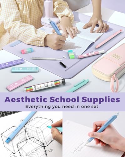 Four Candies 36PCS Mechanical Pencil Set with 624 Lead Refills (Pink) | 0.5mm - 2.0mm Mechanical Pencils, Aesthetic School Supplies for Writing, Drawing, Drafting , Note-Taking & Back to School - color: Pink