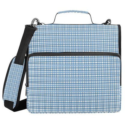 Geometric Cross-Hatched Stripes Zipper Binder 3 Ring 1.5 Inch School Binder Organizer with Shoulder Strap Handle File Folder Pockets Large Capacity Students Girl Boy Men Office Work - color: Geometric Cross-hatched Stripes