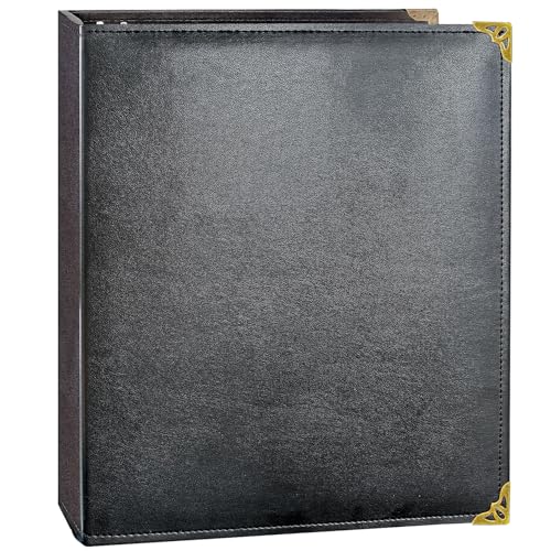 Oversized 1 Inch D-Ring 3 Ring Binder, Faux Leather, Black | Faux leather inside and out; fits 8.5 x 11 paper, sheet protectors, dividers, recipes, certificates, and files. - color: Black, size: 1 Inch