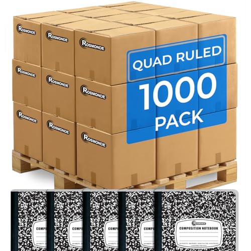 Rosmonde 1000 Pack (Pallet) Composition Notebooks Bulk, Quad Ruled, Pallet of Composition Notebooks, 100 Sheets (200 Pages), 9-3/4 x 7-1/2, Bulk Notebooks for School & College, 4-7 Days Transit - size: 1000 Pack | Express Pallet, style: Quad Ruled - Black