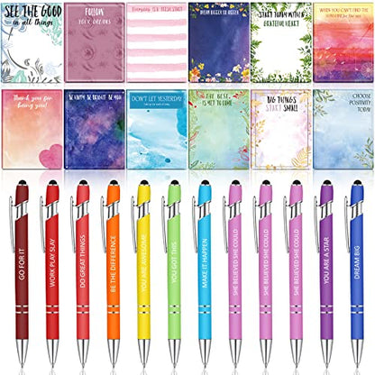 Geyee 24 Pcs Back to School Teacher Gifts Inspiration Sticky Notes with Funny Pens 3 x 4 Inch Employee Appreciation Gifts for Coworkers Teacher Employee Office Staff Work Team Appreciation Gift - style: Inspiration