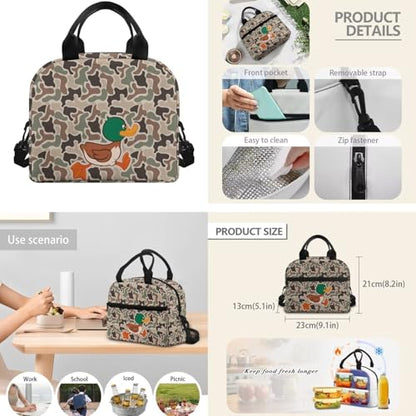 CLOHOMIN Duck Camouflage Backpack and Lunch Box Set of 3 Kids Schoolbag for Boys 3th Grade/4th Grade Middle School Bookbag Age 8-9/10-11 with Lunch Bag Water Bottle Pouch - color: Duck Camouflage