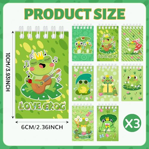 Lcnjscgo 24 Pcs Frog Mini Spiral Notebooks Frog Pocket Notepads Journal Memo Pads for Frog Birthday Party Favors Gifts Goodie Bag Office School Classroom Rewards