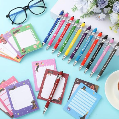 Geyee 24 Pcs Back to School Teacher Gifts Dachshund Sticky Notes with Funny Pens 3 x 4 Inch Employee Appreciation Gifts for Coworkers Employee Teacher Office Staff Work Team Appreciation Gift - style: Dachshund