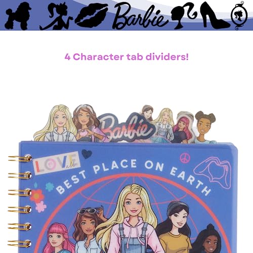 Barbie Tab Journal Notebook, Spiral Bound, 96 Lined Pages, 8 x 7 inches, Purple - style: Barbie