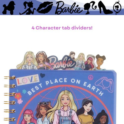 Barbie Tab Journal Notebook, Spiral Bound, 96 Lined Pages, 8 x 7 inches, Purple - style: Barbie