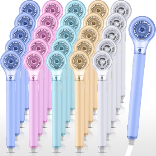Gersoniel 25 Pack Correction Tape Pen Correctional Ink Tape Push Pull Protective, Easy to Use Applicator for School Office Supplies, 0.2 x 236 Inch (Macaron Color) - color: Macaron Color