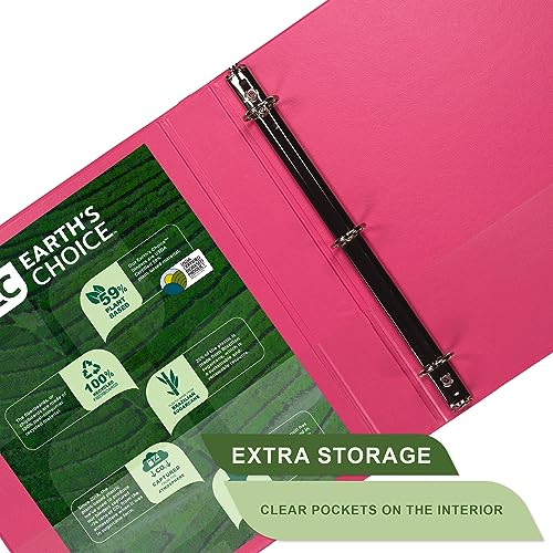 Samsill Earth’s Choice™, Durable Fashion Color 3 Ring View Binder, 1.5 Inch Round Ring, Up to 25% Plant Based Plastic, Eco-Friendly, USDA Certified Biobased, Pink Berry, Value 2 Pack - color: Berry Pink, size: 1.5", style: 2 Pack