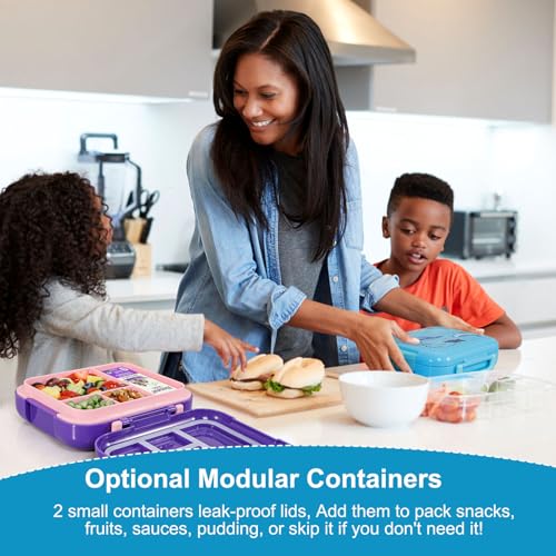Caperci Bento Box for Kids Age 4-8 - Leak-Proof Toddler Lunch Box Container with 2 Modular Containers & 4 Compartments, Hold 4.8 Cups, Portable Handle, BPA-Free, Microwave/Dishwasher Safe (Sea Life) - color: Sea Life