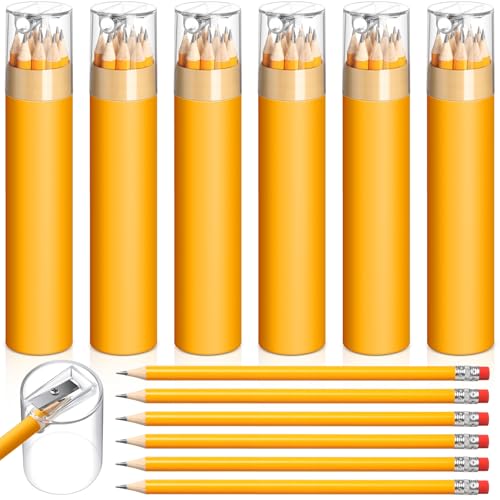 24 Pack Presharpened Pencils Bulk in Tube with Sharpener and Eraser, #2 HB Yellow Wood-cased Pencils Gift for Christmas Holiday Supplies Prize Party Favor