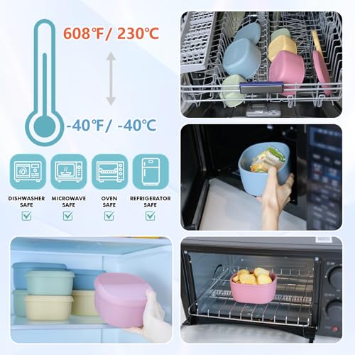 Anatole Silicone Food Storage Container Bento Box 3 Pcs (6.7oz, 10oz, 20oz) | Reusable Nesting Lunch Box with Lids, Leakproof, Dishwasher Microwave Oven Freezer Safe, BPA Free, CPC Certified - color: 3 Pack - Blue