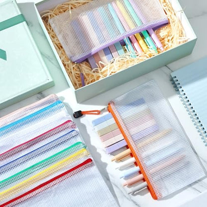 Dunzoom 120 Pcs Bible Journaling Kit Bible Highlighters and Black Gel Pen Include Highlighters,Black Gel Pens and Pencil Pouches Aesthetic Book Annotation Kit Church Gifts for School Study (Macaron)