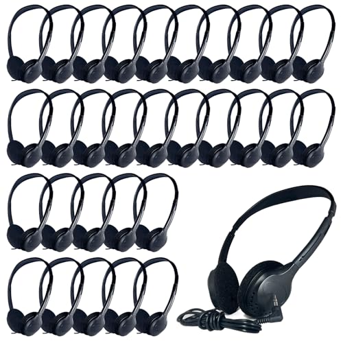 20 Pack Class Set Headphones for Kids Students School Classroom Bulk Earphones Adjustable with 3.5 mm Jack for Library Children Adults(006 Black Headphones) - size: 20 Pack Black