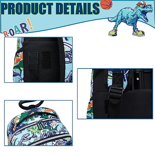 Rolling Backpack Boys Kids Rolling Backpack with Wheels for Boys Wheeled Backpack Carry on Luggage Bookbag with Roller Set for Elementary - color: Dinosaur