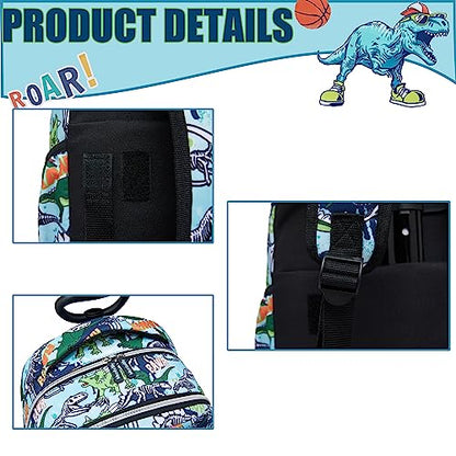 Rolling Backpack Boys Kids Rolling Backpack with Wheels for Boys Wheeled Backpack Carry on Luggage Bookbag with Roller Set for Elementary - color: Dinosaur