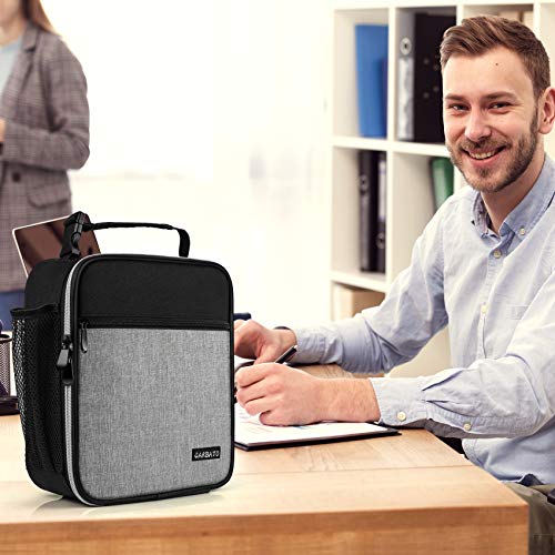 Lunch Bag, Durable Insulated Lunch Box Reusable Adults Tote Bag Lunch Bag for Men, Women, Adults (Black Gray) - color: Black Gray