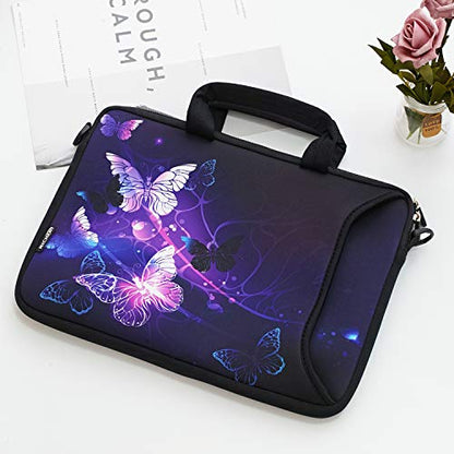 RICHEN 14 15 15.4 15.6 inch Laptop Shoulder Bag Notebook Handle Sleeve Neoprene Soft Carrying Travel Case with Accessories Pocket (14-15.6 inch, Butterflies) - color: Butterflies, size: 14-15.6 inch