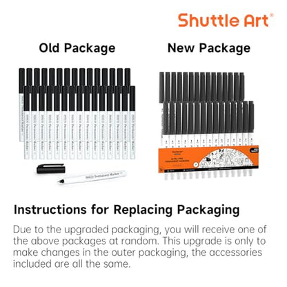 Shuttle Art Permanent Marker, 30 Pack Ultra Fine Point Black Permanent Marker set, Works on Plastic,Wood,Stone,Metal and Glass for Doodling, Marking - size: 1 Count (Pack of 30), style: 30 Pack Black