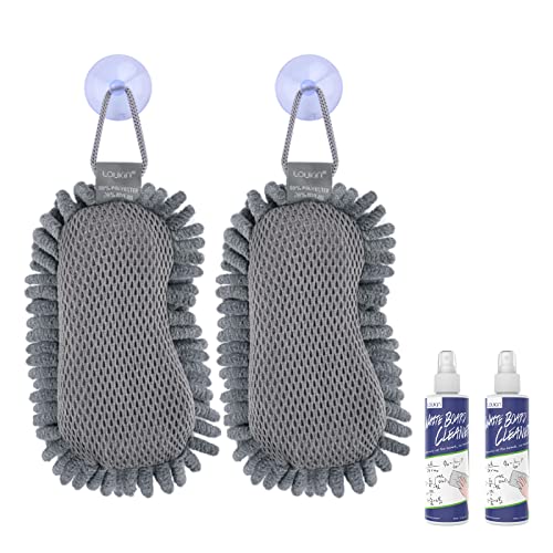 loukin Shag Dry Erase Eraser (3.4 fl oz Whiteboard Cleaner Included), Microfiber White Board Eraser, Washable Glass Board Erasers, for Classroom, Home and Office Use(2 Pack) - size: Grey 2 Pack