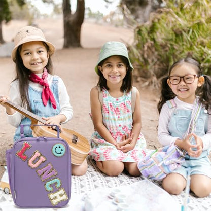 GYEUKHAM Insulated Lunch Bag for Women Girl Teen large Insulated Kid Lunch Bag,Large Reusable Cute Cooler Bag for School Work Picnic,Purple Alphabet - color: Purple Alphabet