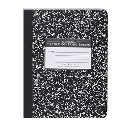 ROARING SPRING Hard Cover Composition Notebook, Black Marble Comp Book, 9.75″ x 7.5″, Wide-Ruled with Margin, 50 Sheets (100 Pages), Made in USA - size: 9.75" x 7.5", style: 1 Pack - Wide-Ruled - 50 Sheets - Black Marble