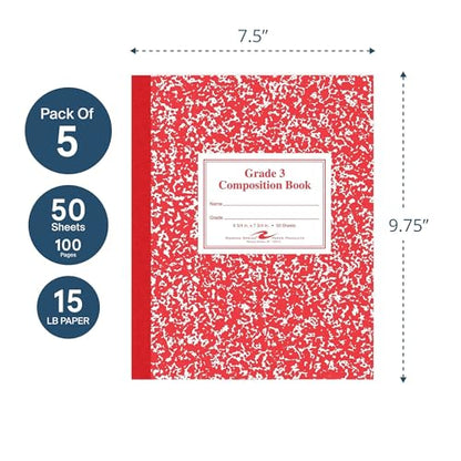 Roaring Spring Grade 1 Composition Book, 9 3/4 in X 7 3/4 in, 50 sheets, 5PK