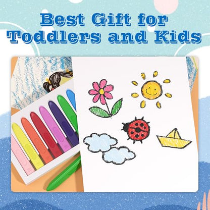 Triangle Jumbo Toddler Crayons 12 Count, Non Toxic Unbreakable Crayons, Easy-Grip Washable, Safe Coloring Gifts for Babies and Children - color: Strip