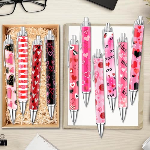 Idealmuzik Heart Pens Set –Valentines Day Pens Cute Pink & Red Heart-Shaped Gel Pens for Women – Lovely Writing Stationery for Home or Office, 10 Pack - style: Heart