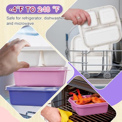 Honeydak 5 Pack Snack Containers 3 Compartment Bento Snack Boxes Divided Meal Prep Containers with Lids Reusable Adults Lunch Food Storage Box for School Work Travel(Elderberry) - color: Elderberry