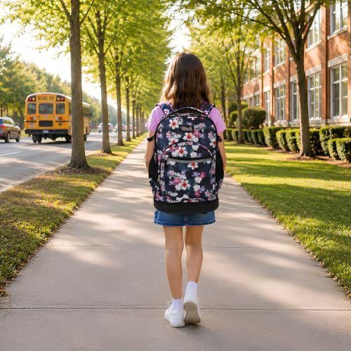 Tilami Rolling Backpack for Kids 18 inch Boys and Girls Laptop Backpack,Flowers - color: Flowers