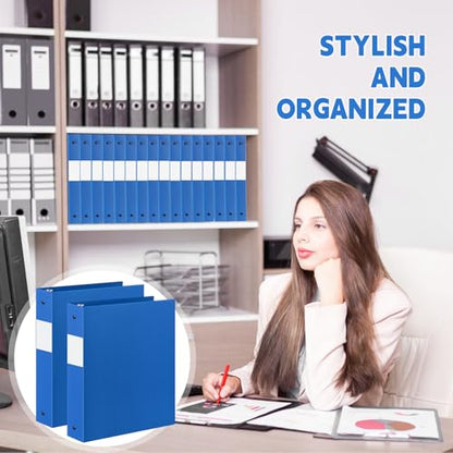 Henoyso 36 Pcs Blue 1.5 Inch 3 Ring Plastic Binder Bulk, 1 1/2 Inch Soft Flexible Binders Three Round Rings Fit 8.5x11 Papers for School Office Home File Organization Supplies - color: Blue