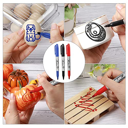 Yahenda 150 Pack Permanent Markers Bulk Black Blue Red Permanent Marker Set Fine Point Marker Pens Work on Wood, Metal, Stone, Glass Waterproof Quick Drying for Home School Office Supplies