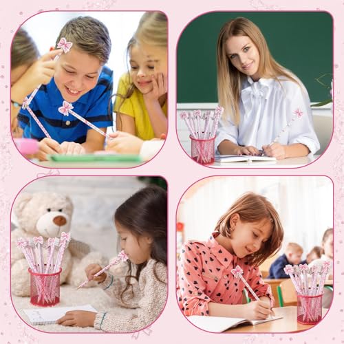 Sabary 72 Pcs/36 Sets Coquette Pink Bow Pencils with Erasers Cute Preppy Wooden Pink Bow Pencils Bulk Gifts for Girls Students Back to School Classroom Birthday Coquette Stationery Party Favor Supply