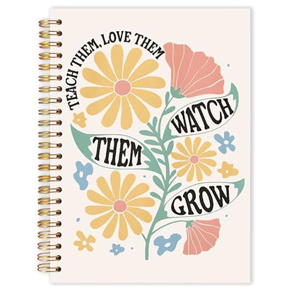 Qabliqo Teachers Gifts Spiral Notebooks, Boho Floral Watch Them Grow Teacher Gifts Journal for Writing, Teacher Appreciation Gift Notebook for Note Taking, Teachers Office Supplies, 5.5x8.3 Inch - color: Watch Them Grow