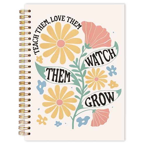 Qabliqo Teachers Gifts Spiral Notebooks, Boho Floral Watch Them Grow Teacher Gifts Journal for Writing, Teacher Appreciation Gift Notebook for Note Taking, Teachers Office Supplies, 5.5x8.3 Inch - color: Watch Them Grow