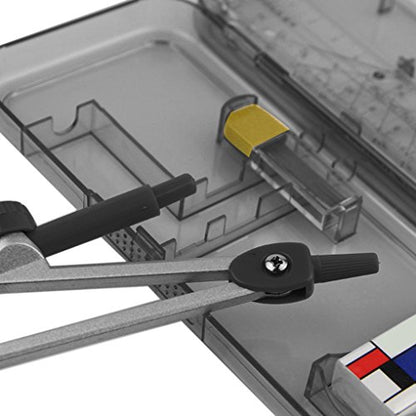Drawing Compass,7-piece Metal Compass Ruler Set Students Study Geometry Kit Math Drawing Ruler Drafting Tools Math Geometry Tools for Circles with Carrying Case