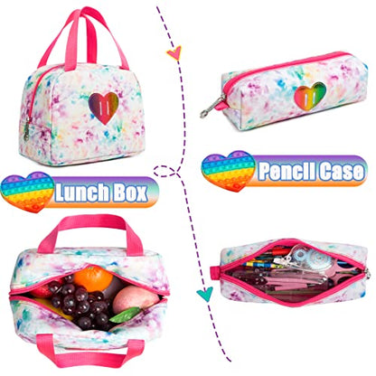 Backpack for Girls Elementary Preschool Kids Lunch Box for School - color: Love Bag