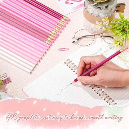 24 Pcs Round Pencils with Eraser 2 HB Cute Pencils Bulk for School Graphite Wood Color Unsharpened Pencil for Drawing Sketching Wedding School Teacher Supplies Student Reward(Light Pink) - color: Light Pink