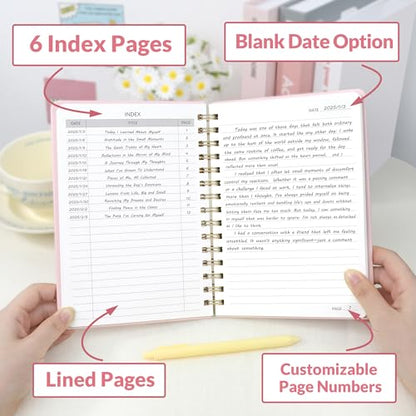 SUNEE Lined Spiral Journal Notebook for Women, 146 Pages College Ruled Hardcover Journaling Notebook for Work, Note Taking and Office School Supplies, A5 - Pink - color: Pink
