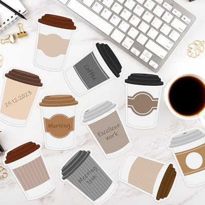 Xqumoi 30 Pack Coffee Cup Sticky Notes, Total 600 Sheets, Funny Self Sticky Notepads Memo Pads for Coffee Lover Office School Student Kids Gift Class Reward Birthday Party Favors Goodies Bag Fillers - style: Coffee Cup (Style 1)