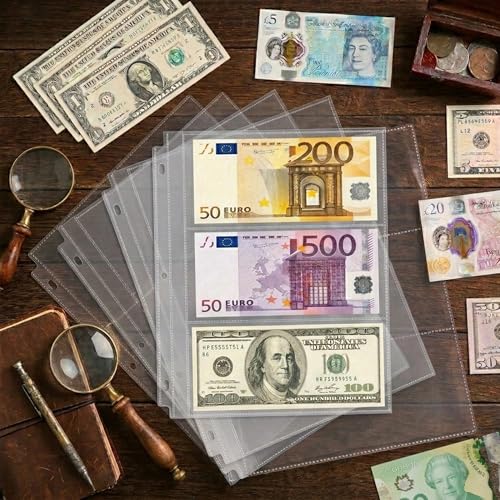 Aegero 100 Pack 7.6x3.6 Photo Sleeves for 3 Ring Binder, Currency Collection Sleeves, Cash Collecting Album Refill Page, for Collecting Dollar Bills, Paper Money, Foreign Currency and Coupons - size: 7.6x3.6inch-3pocket, style: 100 pack