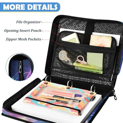 Whale 2-inch 3 Ring Zipper Binder with Shoulder Strap Holds 14 Inch Laptop for Students and Office - color: Whale